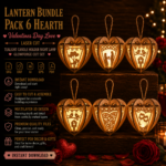 Lantern Bundle Pack 6 Valentine Heart Laser Cut File | Tealight Candle Holder Night Lamp Glowforge Xtool CNC | SVG DXF