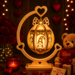 Lantern Bundle Pack 8 Valentine Laser Cut File | Tealight Candle Holder Night Lamp with Stand Glowforge Xtool CNC | SVG DXF - Image 8