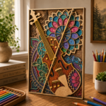 6 Layer Mandala Violin 3D Multilayer Laser Cut File | Wooden Wall Art for Glowforge Xtool Cricut CNC | Svg Dxf Ai - Image 3