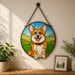 Happy Corgi Stained Glass Pattern, Dog Suncatcher Template, Pet Glass Art Design, Printable Craft, Digital Download - Image 2