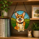 Happy Corgi Stained Glass Pattern, Dog Suncatcher Template, Pet Glass Art Design, Printable Craft, Digital Download - Image 3
