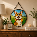 Happy Corgi Stained Glass Pattern, Dog Suncatcher Template, Pet Glass Art Design, Printable Craft, Digital Download - Image 5