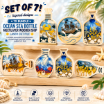 7x Ocean Bottle Ship Bundle 3D Multilayer Laser Cut File | Wooden Sea Decor for Glowforge Xtool Cricut CNC | Svg Dxf