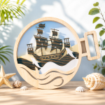 7x Ocean Bottle Ship Bundle 3D Multilayer Laser Cut File | Wooden Sea Decor for Glowforge Xtool Cricut CNC | Svg Dxf - Image 4