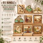 9x 3D Multilayer Scene Bundle Laser Cut File | Wooden Engraved Decor for Glowforge Xtool CNC | Svg Dxf Eps Png Pdf