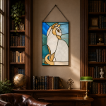 Cathedral Cat Stained Glass Pattern, Elegant Cat Suncatcher Template, Feline Window Art, Digital Download Decor - Image 3