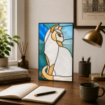 Cathedral Cat Stained Glass Pattern, Elegant Cat Suncatcher Template, Feline Window Art, Digital Download Decor - Image 2