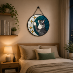 Star Cat Stained Glass Pattern, Celestial Cat Suncatcher Template, Moon & Stars Feline Window Art Digital Download - Image 4