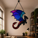 Night Dragon Stained Glass Pattern, Fantasy Dragon Suncatcher Template, Gothic Dragon Window Art Digital Download - Image 4