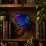 Night Dragon Stained Glass Pattern, Fantasy Dragon Suncatcher Template, Gothic Dragon Window Art Digital Download - Image 6