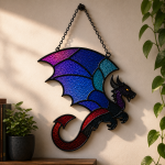 Night Dragon Stained Glass Pattern, Fantasy Dragon Suncatcher Template, Gothic Dragon Window Art Digital Download - Image 2