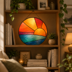 Sunrise Horizons Stained Glass Suncatcher Pattern, Coastal Sunrise Window Art, Modern Landscape Decor Digital Download - Image 3
