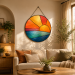 Sunrise Horizons Stained Glass Suncatcher Pattern, Coastal Sunrise Window Art, Modern Landscape Decor Digital Download - Image 4