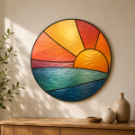 Sunrise Horizons Stained Glass Suncatcher Pattern, Coastal Sunrise Window Art, Modern Landscape Decor Digital Download - Image 2