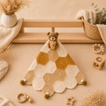 Honey Bear Lovey Crochet Pattern PDF, Bee Baby Blanket Pattern, Honeycomb Security Blanket, Digital Download - Image 4
