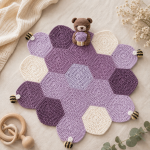 Honey Bear Lovey Crochet Pattern PDF, Bee Baby Blanket Pattern, Honeycomb Security Blanket, Digital Download - Image 6