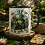 Frog Wizard Mug Funny, In The Pond I Be Ponderin Cup, Cute Frog Coffee Mug, Fantasy Cottagecore Gift, Funny Animal Mug