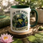 Frog Wizard Mug Funny, In The Pond I Be Ponderin Cup, Cute Frog Coffee Mug, Fantasy Cottagecore Gift, Funny Animal Mug - Image 2