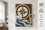 Coastal Mosaic Wall Art Laser Cut Bundle, Ocean Mosaic SVG, Beach Wall Decor DXF, Nautical CNC Template, PDF EPS Files - Image 7