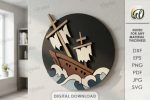 Coastal Mosaic Wall Art Laser Cut Bundle, Ocean Mosaic SVG, Beach Wall Decor DXF, Nautical CNC Template, PDF EPS Files - Image 8
