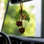 Pine Cone Crochet Pattern PDF, Rustic Car Charm, Rearview Mirror Hanging Ornament, Woodland Christmas Decor - Image 4