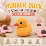 Rubber Duck Crochet Pattern PDF, No Sew Amigurumi Duckling Tutorial, Cute Chunky Yarn Animal Plushie, Beginner Friendly Instant Download