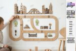 Wall Mounted Road Track Laser Cut Bundle SVG | Wooden Car Track CNC Files | Glowforge xTool Cricut Templates | Kids Room Decor - Image 11
