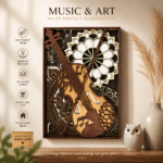 6 Layer Mandala Violin 3D Multilayer Wooden Wall Art Engraved Laser Cut File, Decoration Ornament Glowforge Make, Svg Dxf Ai Download File