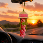 Heart Leaves Jellyfish Crochet Pattern PDF, Car Mirror Hanging Charm, Rear View Mirror Decor, Cute Amigurumi Gift - Image 3