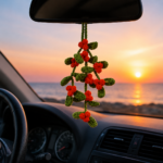 Christmas Holly Crochet Pattern PDF, Car Hanging Crochet Pattern, Rear View Mirror Charm, Holiday Car Decor Ornament - Image 2