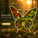 Butterfly SVG 3D Layered Mandala, Insect Portrait Cut File, Glowforge Laser Cut 8 Layer