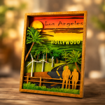 Hollywood SVG 3D City Skyline, 7 Layer Los Angeles Laser File - Image 3
