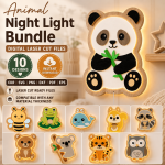 Animal LED Night Light Laser Cut Bundle, Wooden Animal Lamp SVG, Nursery Night Light CNC Template, DXF PDF EPS Files - Image 14