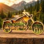Motorcycle SVG, 3D Layered Biker, Glowforge Cut File, 9 Layered Design - Image 3