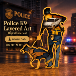 Police Dog SVG 3D Layered Silhouette, Law Enforcement K9 Cut File, Glowforge Laser Cut 8 Layer