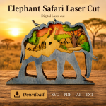 Elephant SVG 3D Layered Mandala, African Animal Cut File for, Glowforge Laser Cut 6 Layer Plywood