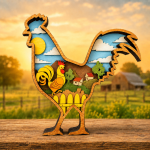 Rooster SVG 3D Layered Mandala, Laser Cut File, Glowforge Laser Cut Multi Layer Plywood Country Kitchen - Image 2