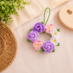 Flower Wreath Crochet Pattern PDF, Purple Floral Wreath Tutorial, Spring Home Decor, Wall Hanging Decor Pattern - Image 4