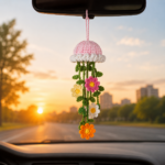 Cosmos Flower Jellyfish Crochet Pattern PDF, Floral Amigurumi Tutorial, Car Hanging Crochet Pattern, Rear View Mirror Decor - Image 2