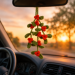 Christmas Holly Crochet Pattern PDF, Car Hanging Crochet Pattern, Rear View Mirror Charm, Holiday Car Decor Ornament - Image 5