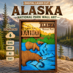 Alaska SVG 3D, 10 Layers, Plywood Cut File