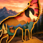 Wolf SVG, 3D Layered Mandala, Woodland Animal, Glowforge Laser Cut Multilayer Plywood Forest Mountain - Image 4