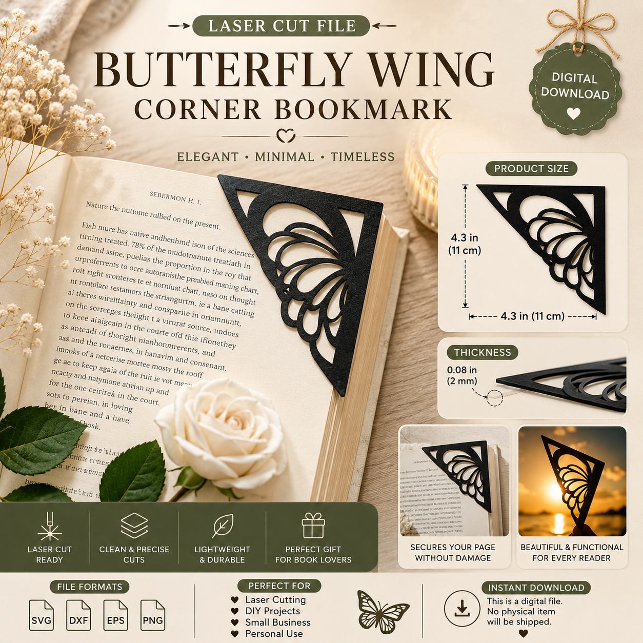 ac8f0bb5-afee-4939-92a9-71d7fddce94c BUTTERFLY WING CORNER BOOKMARK - Image 1
