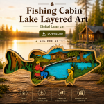 Bass Fishing SVG 3D Layered Silhouette, Laser Cut 7 Layer