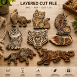 9x Mandala Bundle 3D Animals Multilayer Wooden Engraved Laser Cut File, Decoration Ornament Glowforge Make, Svg Dxf Lbrn Ai Download File