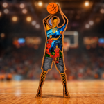 Basketball Player SVG 3D Layered Silhouette, Dunk Sports Cut File - Image 2