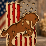 American Flag Horse SVG, 3D Layered - Image 4
