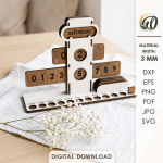 3D Calendar Laser Cut Bundle, Wooden Perpetual Calendar SVG, Desk Calendar CNC Template, DXF PDF EPS Files - Image 3