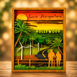 Hollywood SVG 3D City Skyline, 7 Layer Los Angeles Laser File - Image 2