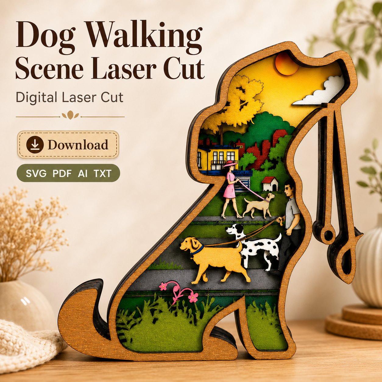 af522e7f-041d-43d6-9e00-6233fc6be027 Puppy SVG Multilayer, 9 Layers Dog SVG, Glowforge Cut File - Image 1
